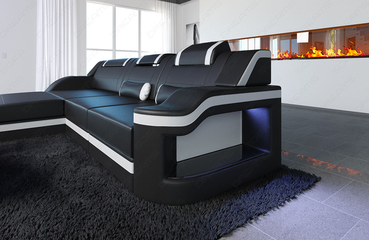 Leather Sofa Paloma Corner Sofa With Lighting