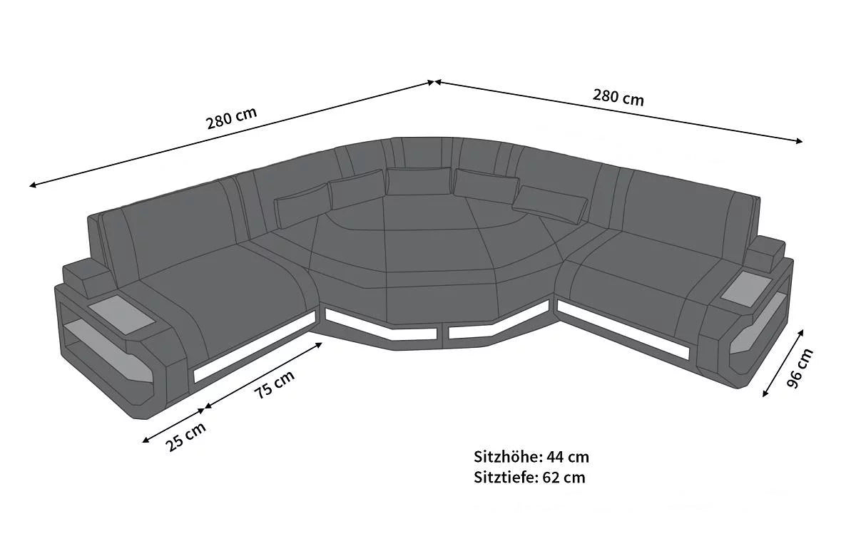 Rattan sofa Asti L short cream