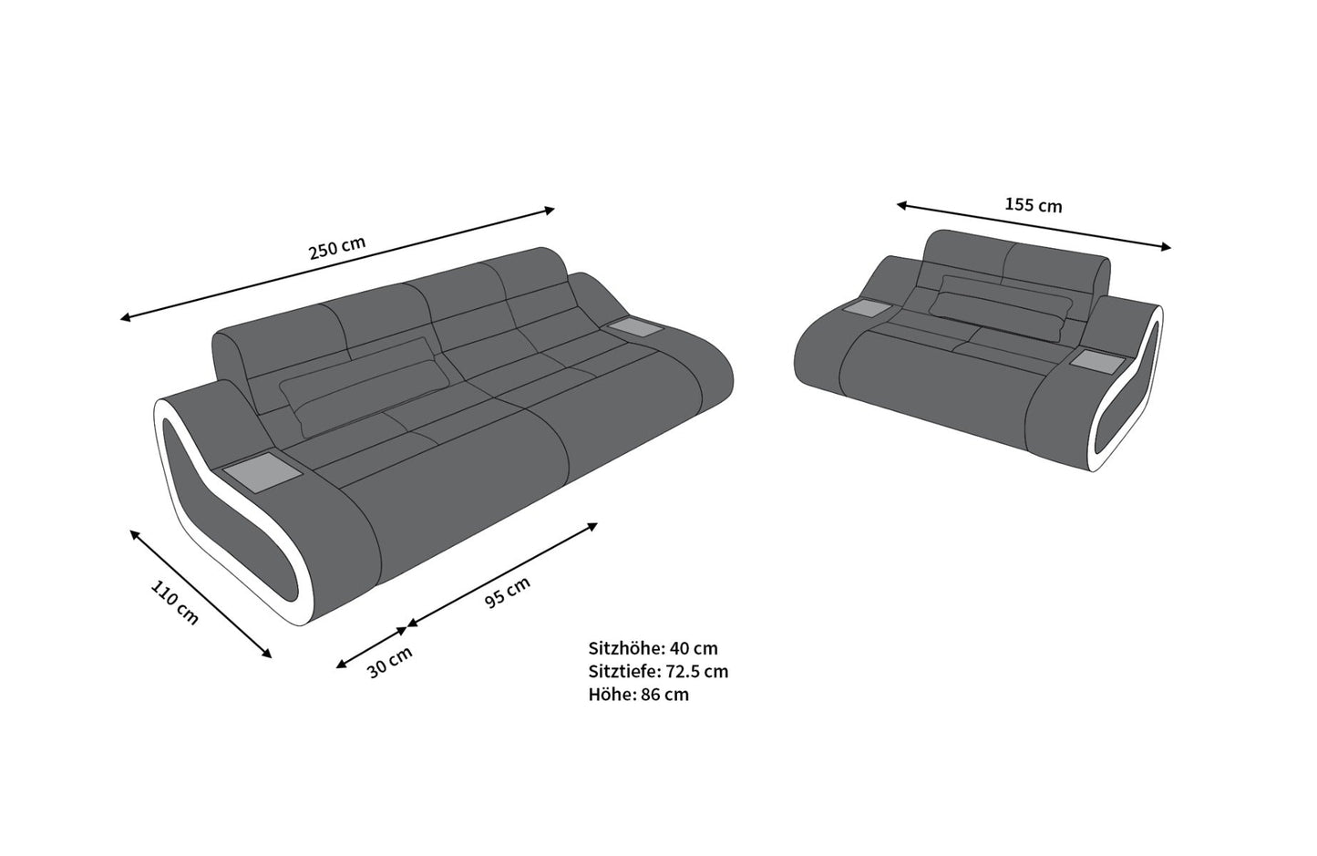 Laguna Sofa Set 2 And 1 Leather