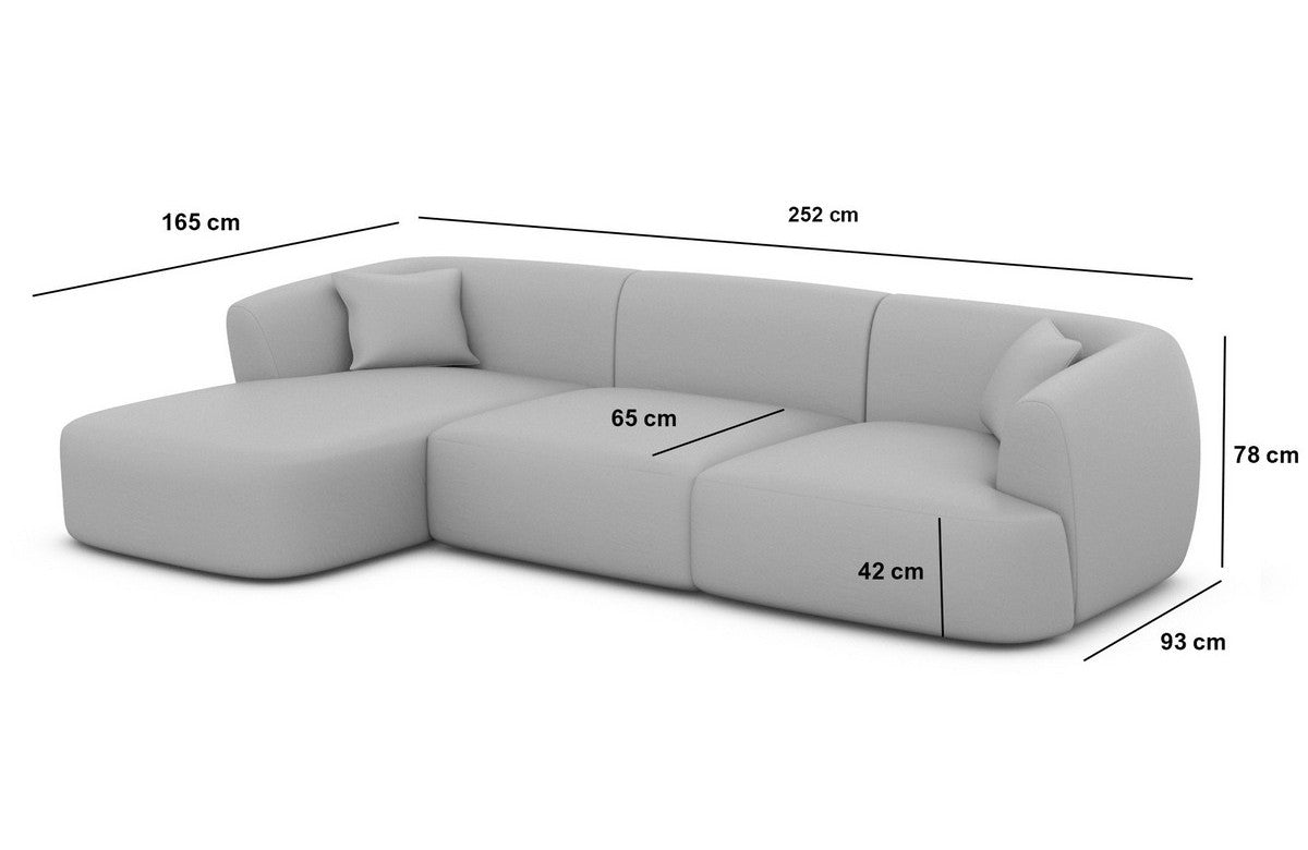 Fabric Corner Sofa Tabarca L Shape Short