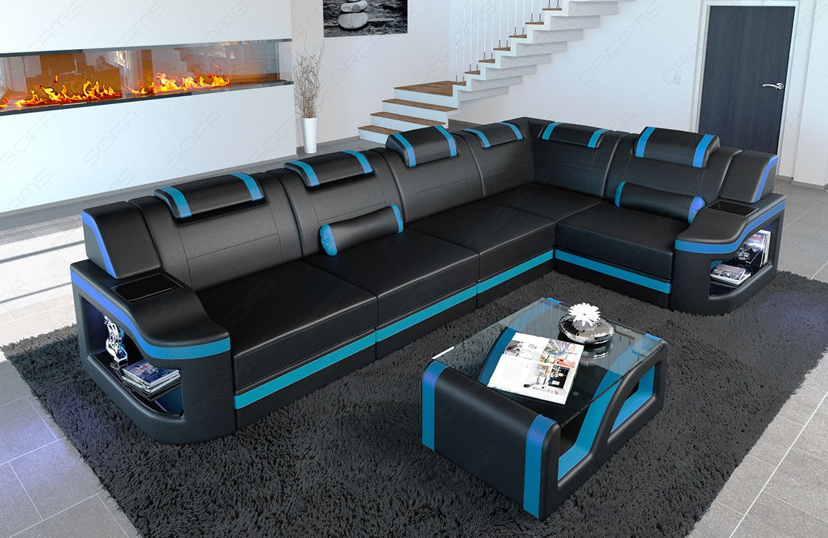 Corner Sofa Lyon Leather Sofa With Led
