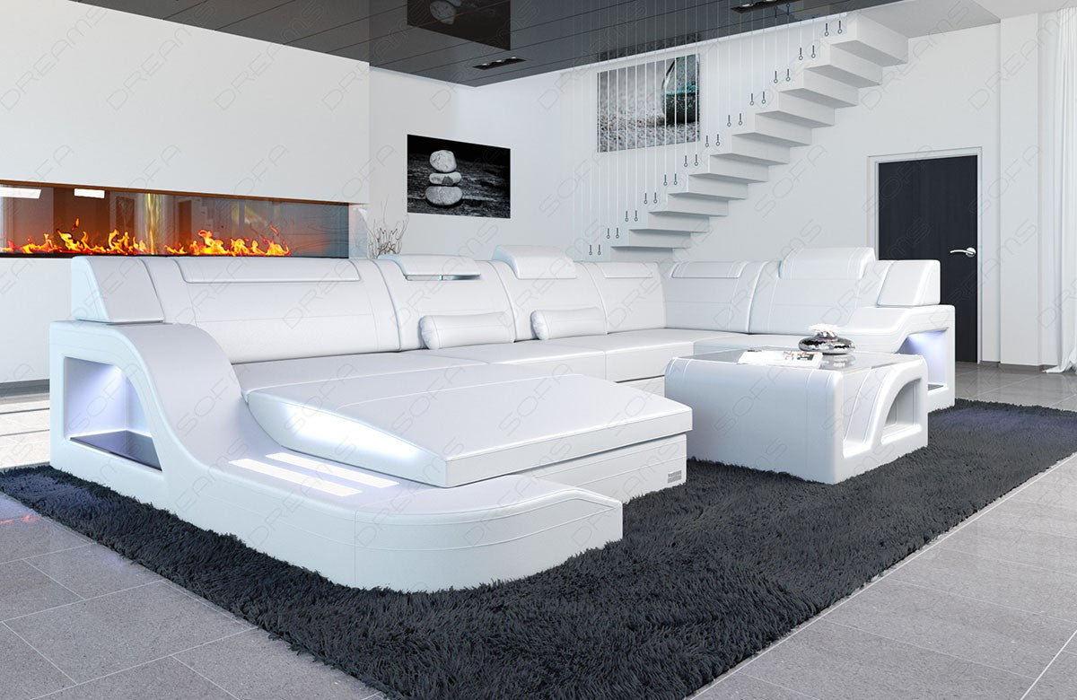 Paloma Leather Sectional With Headrests