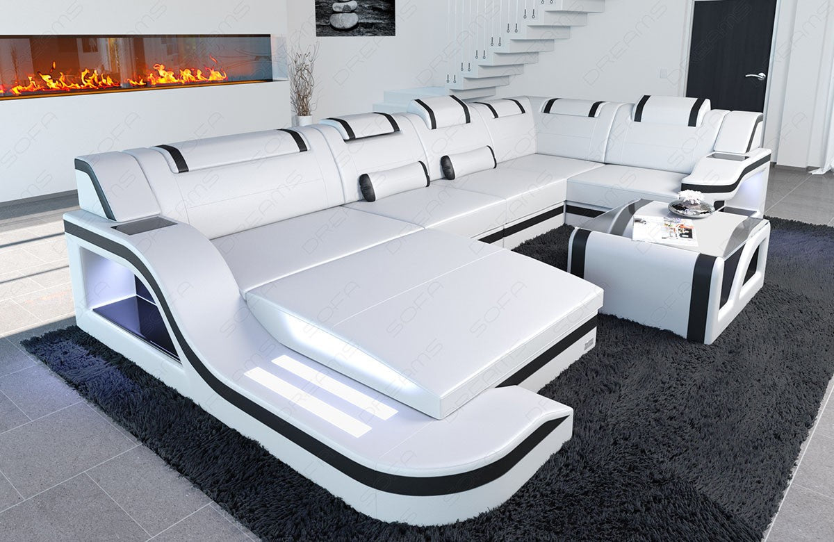 Paloma Leather Sectional With Headrests