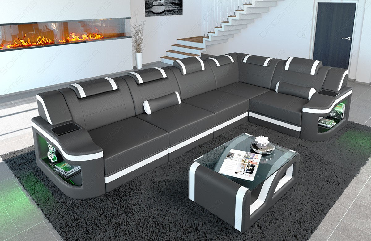 Corner Sofa Lyon Leather Sofa With Led
