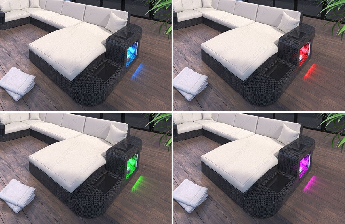 Rattan Sofa Wave U-Shape – Gray