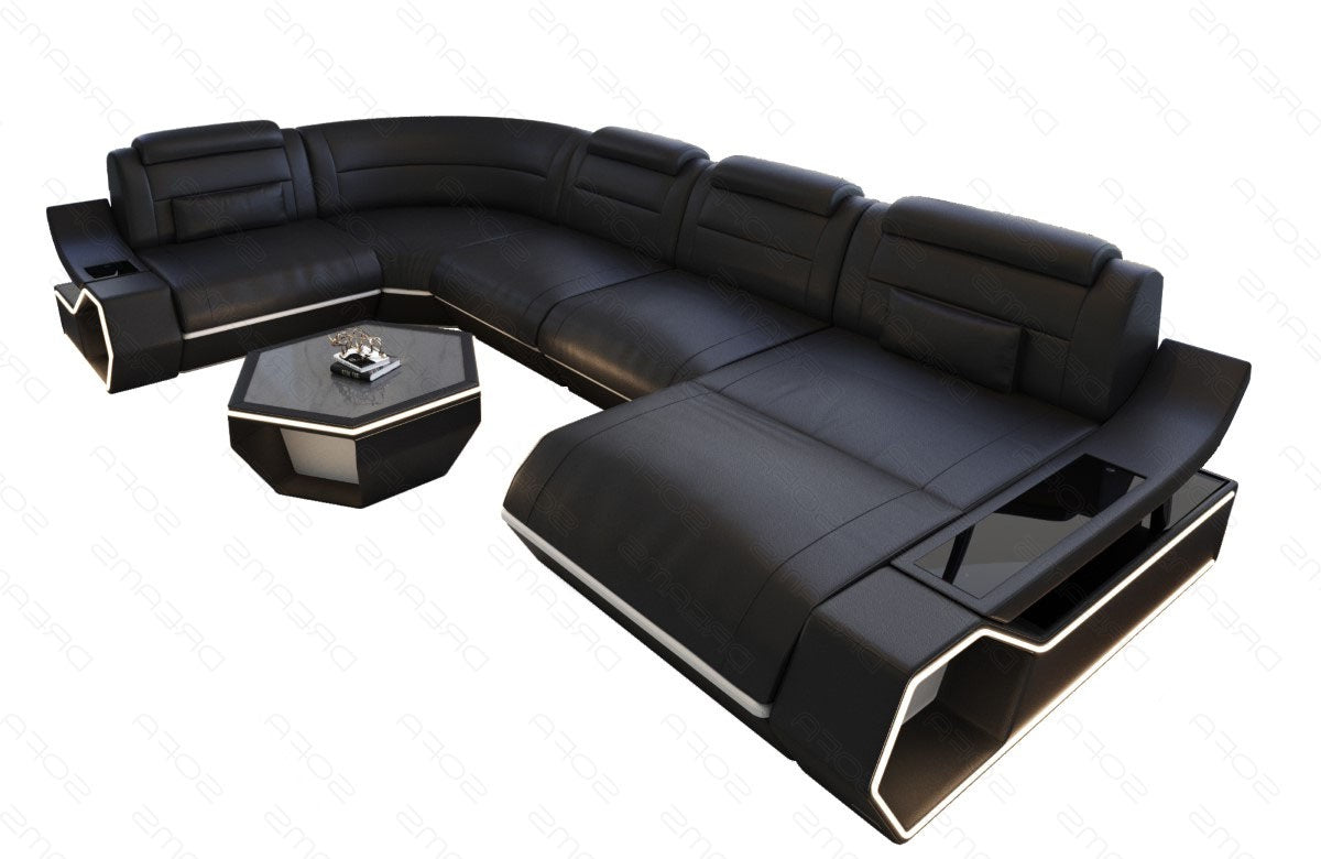 Toscano U-shaped leather living area – luxury & comfort