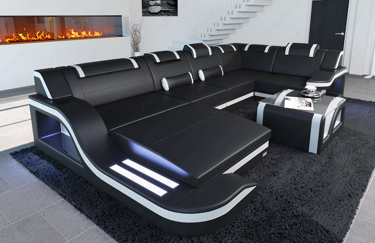 Paloma Leather Sectional With Headrests