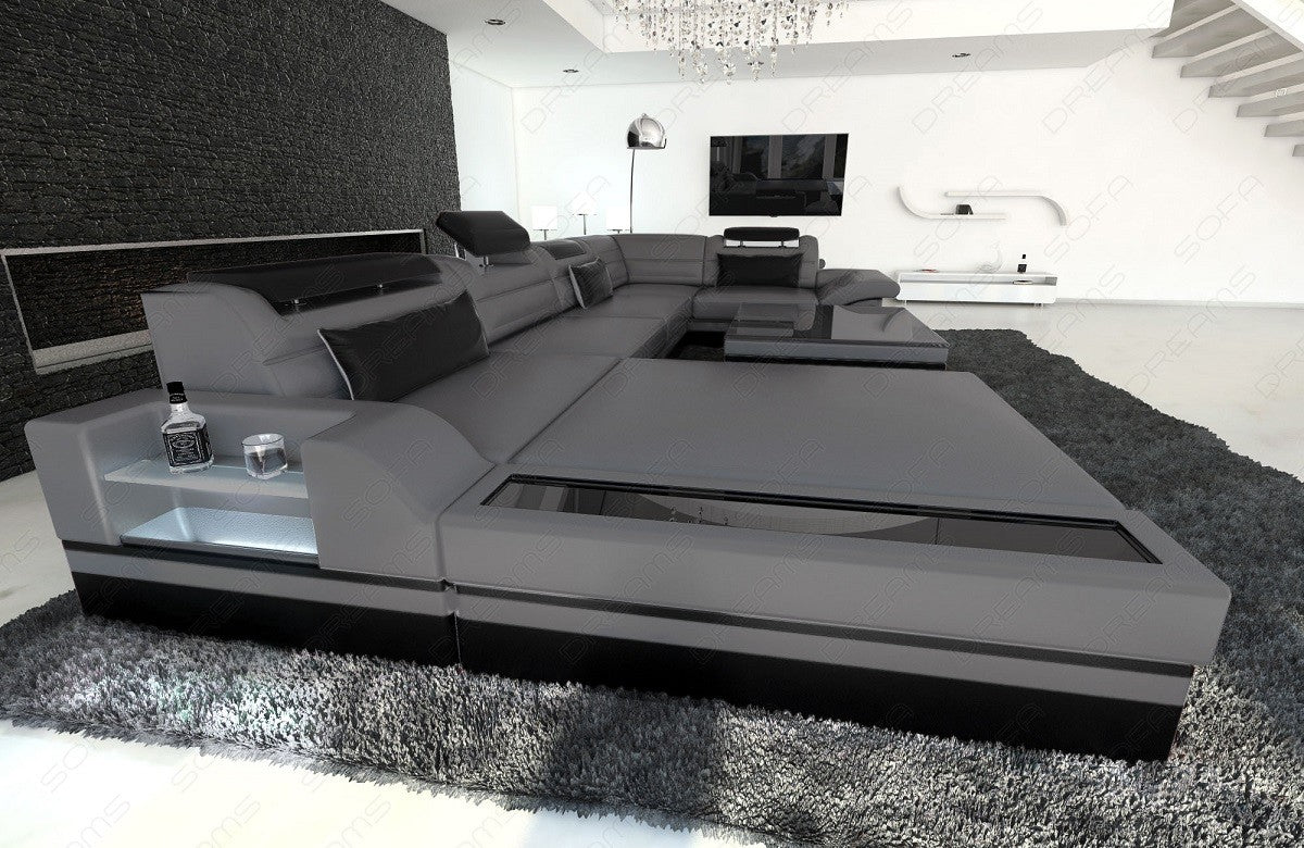 Sectional Mezzo Mini Leather Sofa Led