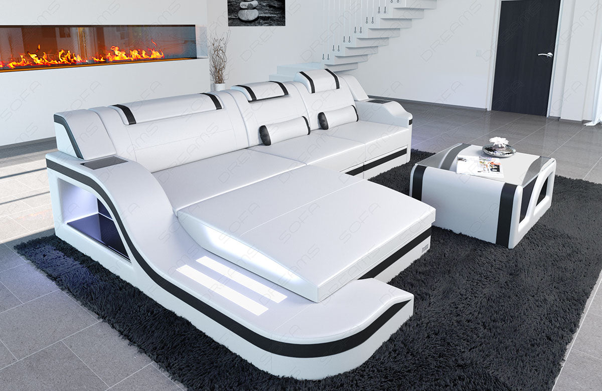 Leather Sofa Paloma Corner Sofa With Lighting