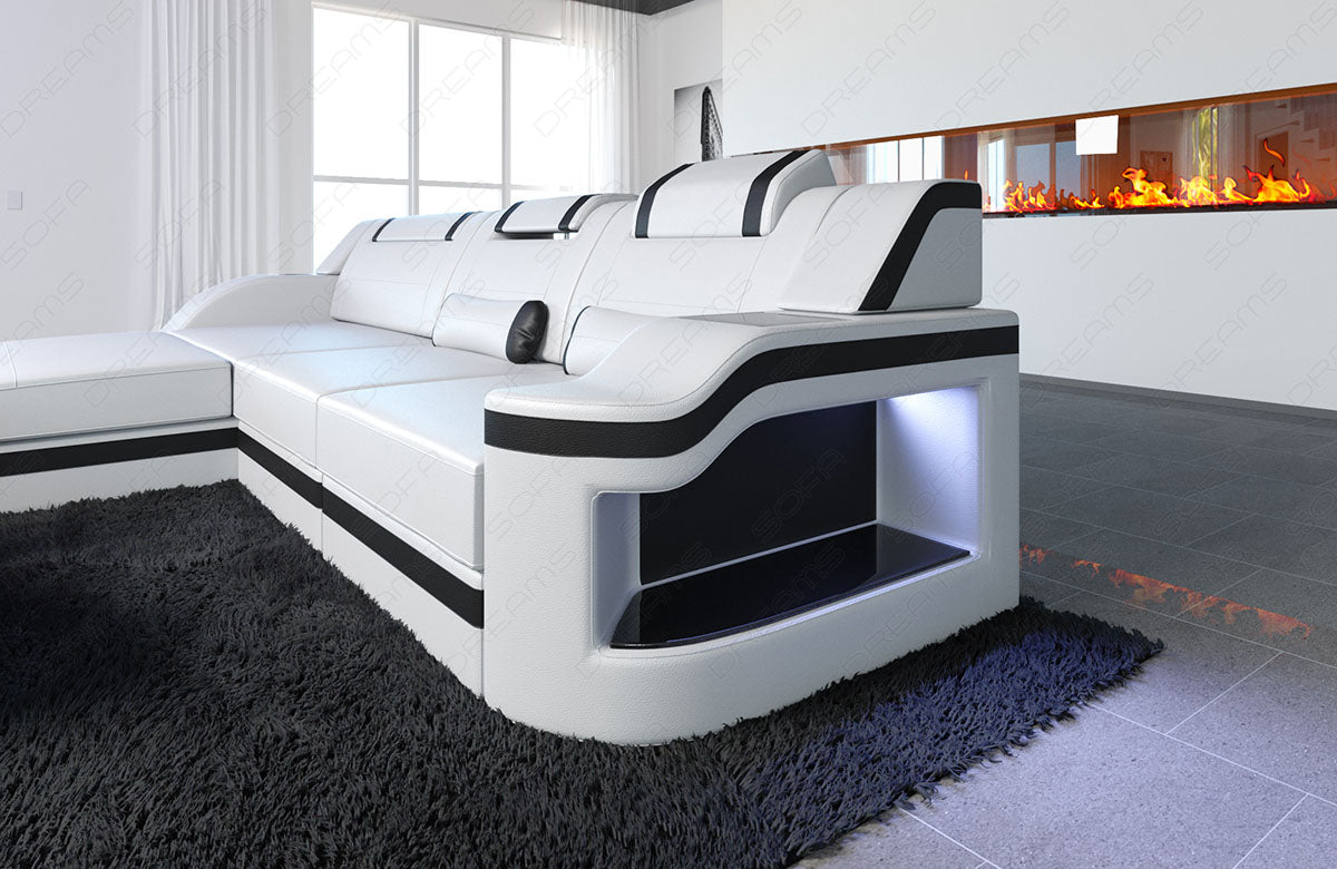 Leather Sofa Paloma Corner Sofa With Lighting
