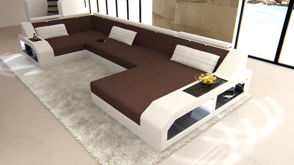 Fabric Sectional Aroba With Led And Usb