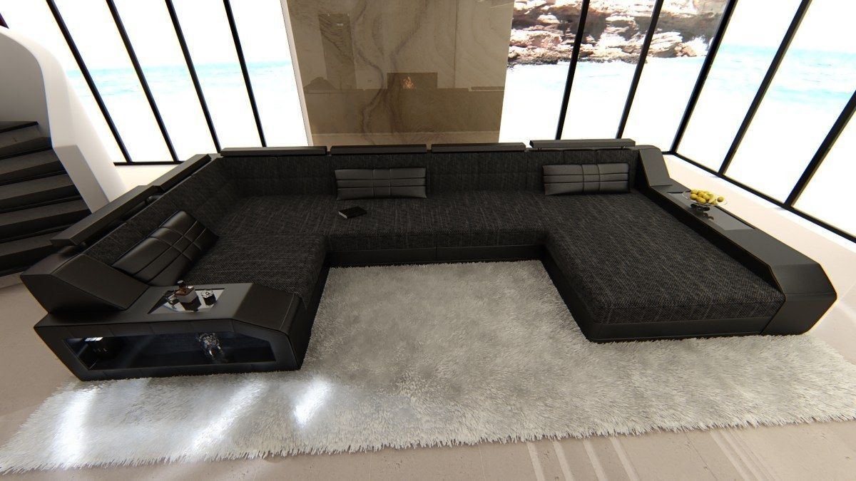 Fabric Sectional Aroba With Led And Usb