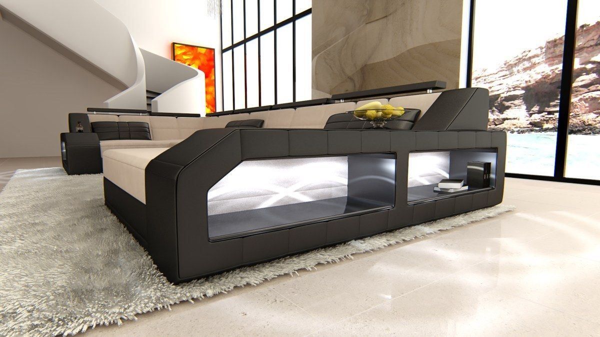 Fabric Sectional Aroba With Led And Usb