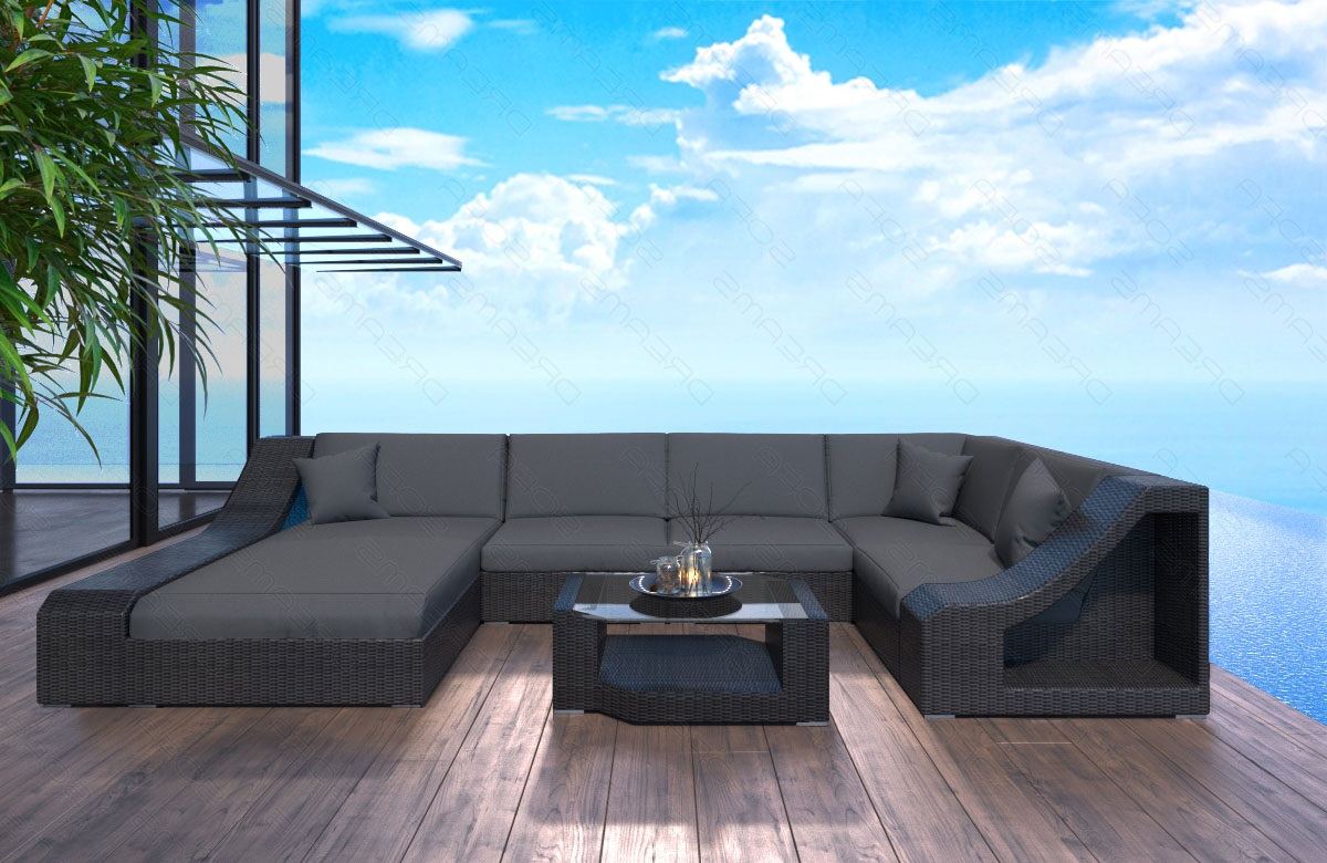 Rattan Sofa Temoni U Shape Gray