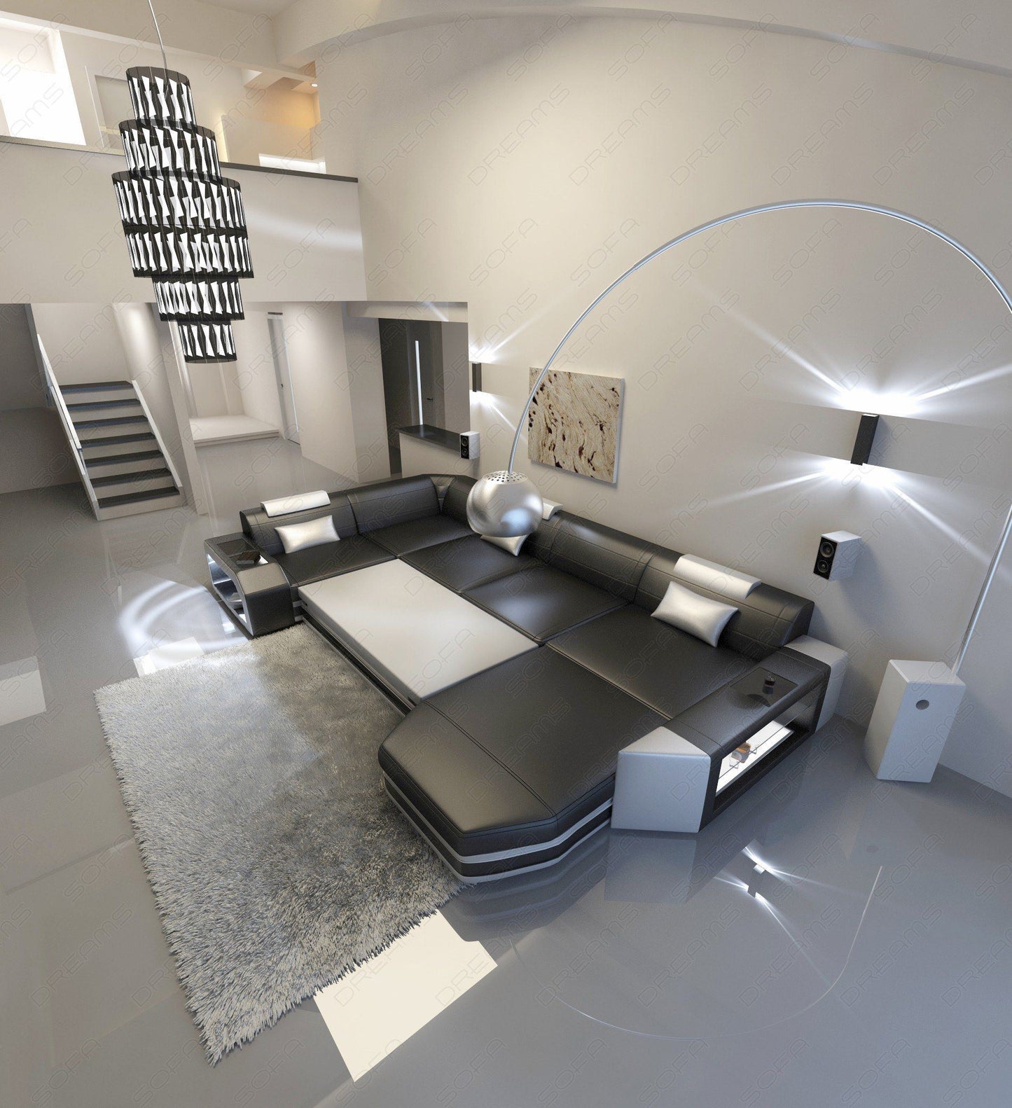 Presto Sectional As A U Shape With Light