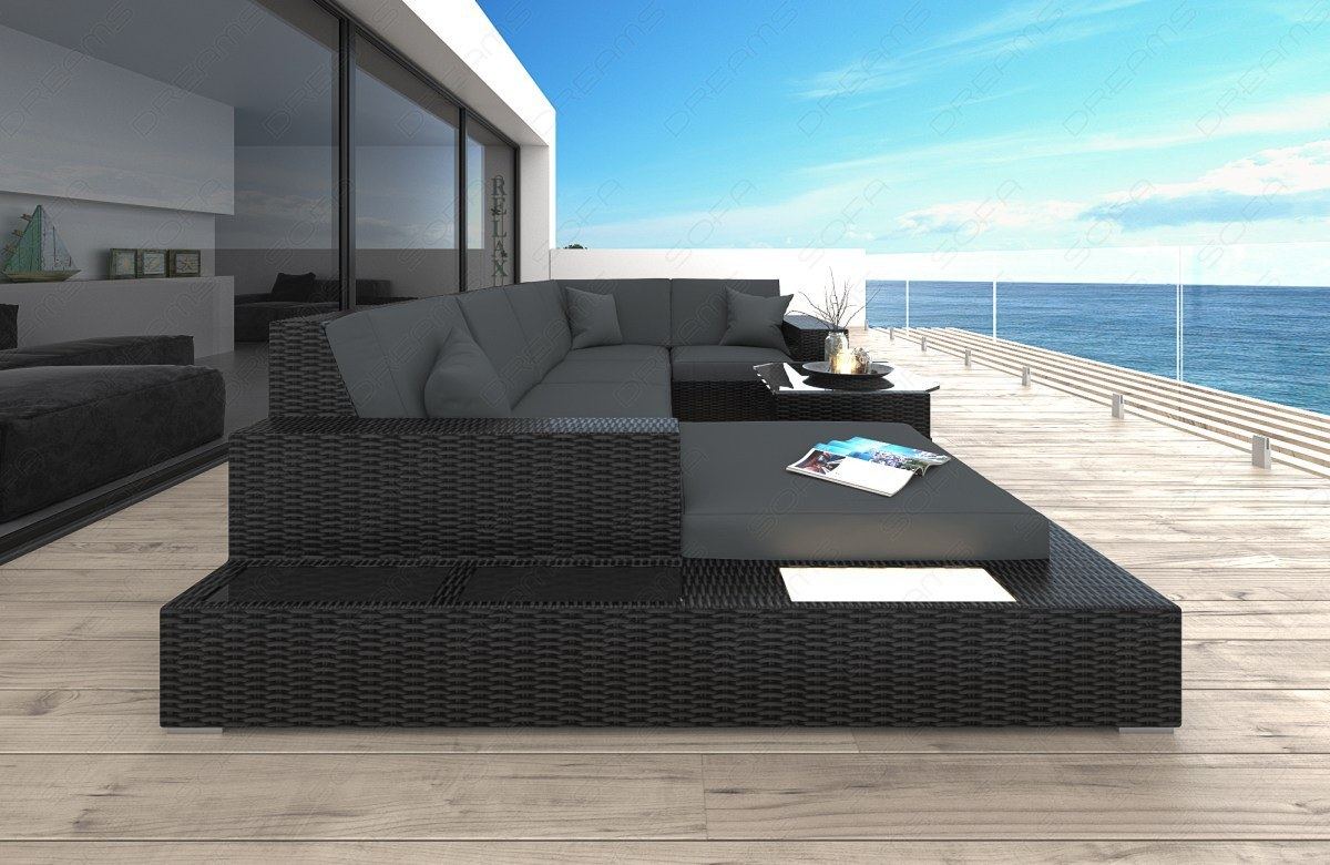 Rattan Sofa Miranolo U Shape Gray