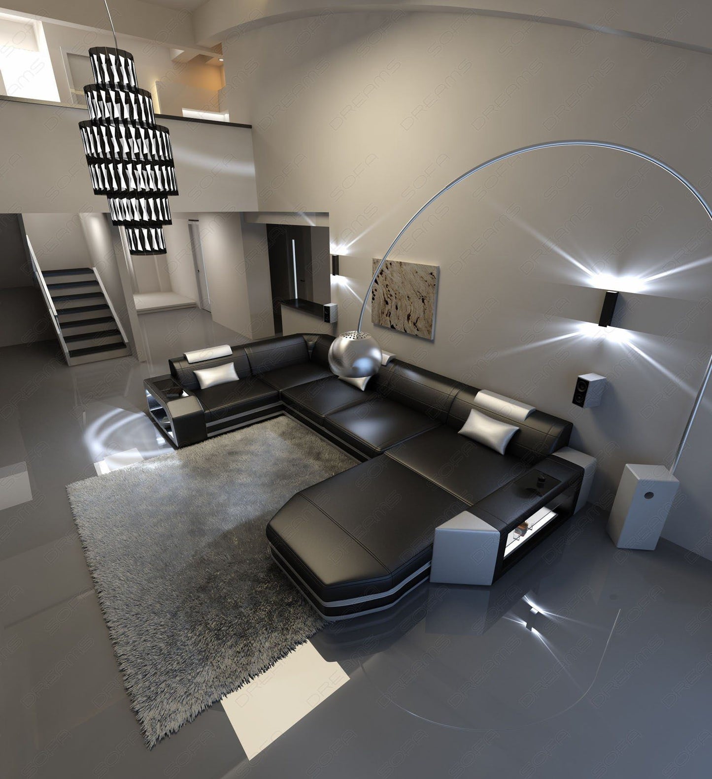 Presto Sectional As A U Shape With Light