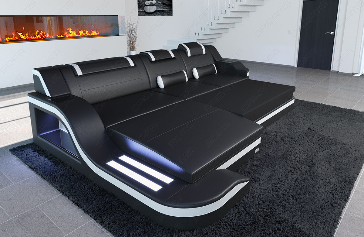 Leather Sofa Paloma Corner Sofa With Lighting
