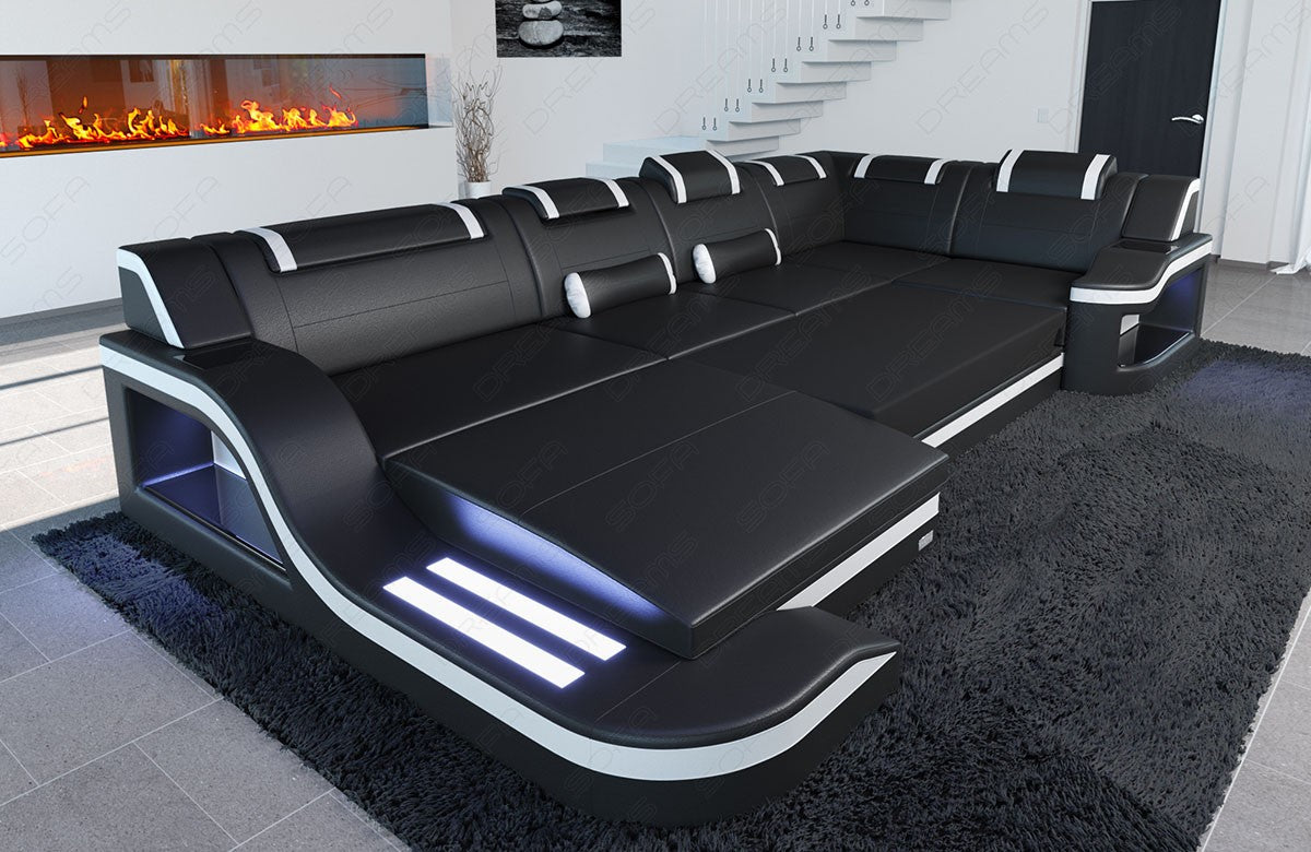 Paloma Leather Sectional With Headrests