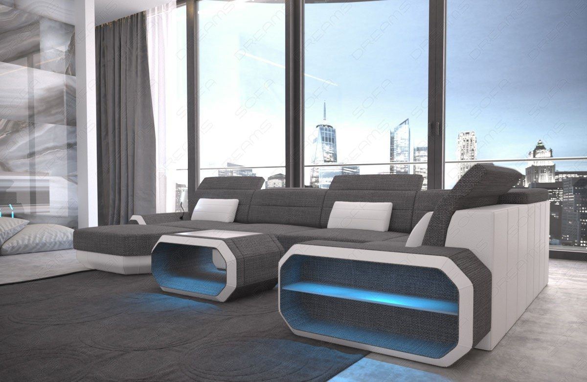 U Shape Sofa Rome Led Mini Fabric Sofa