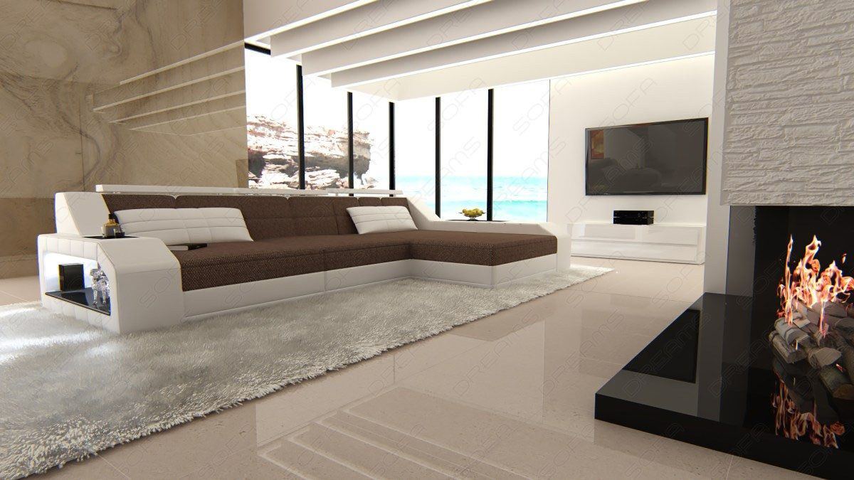 Sofa Aroba Corner Sofa - Fabric Cover And Led