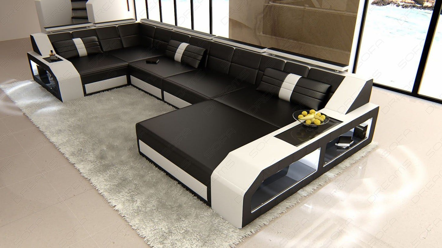 Leather Sectional Aroba Sofa With Led