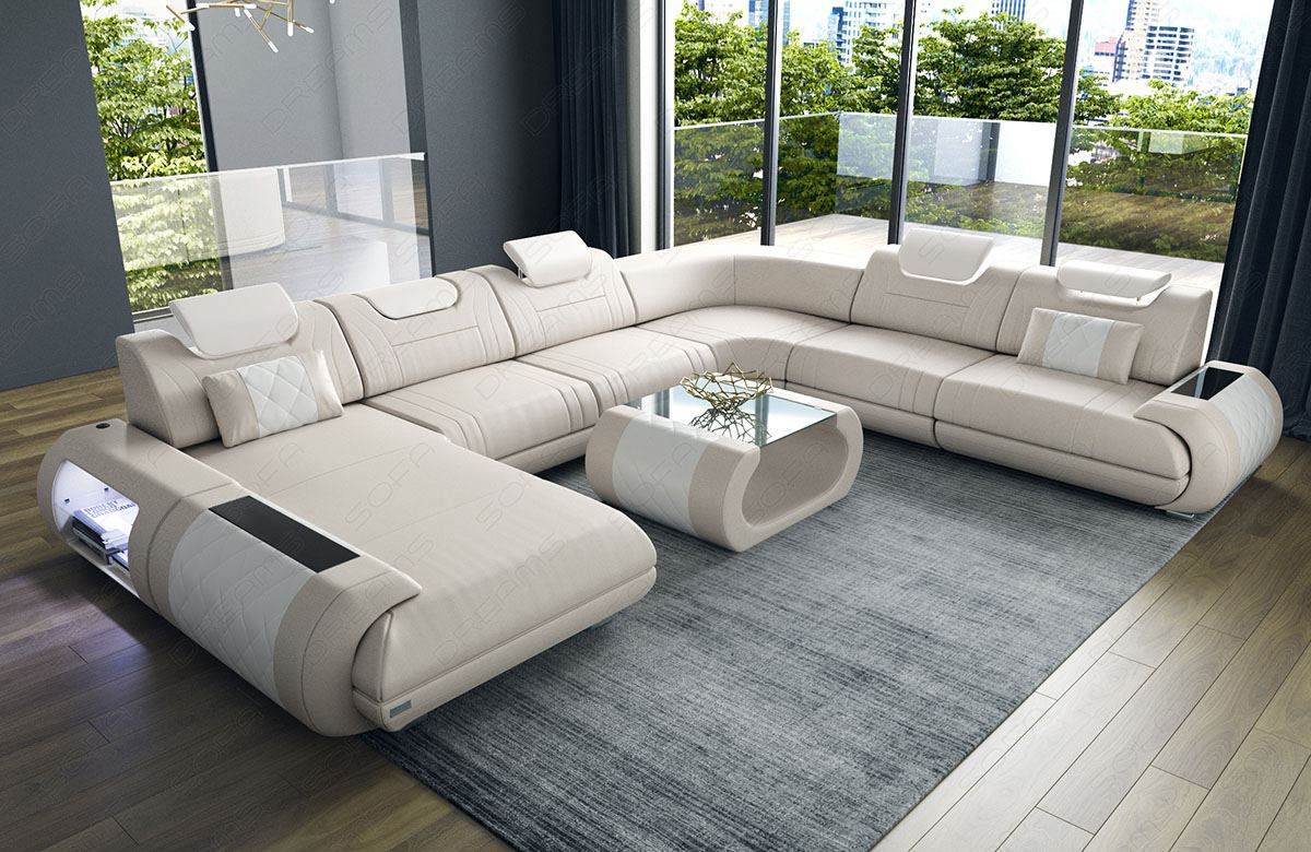 XXL living area Rimini – leather, modern and comfortable