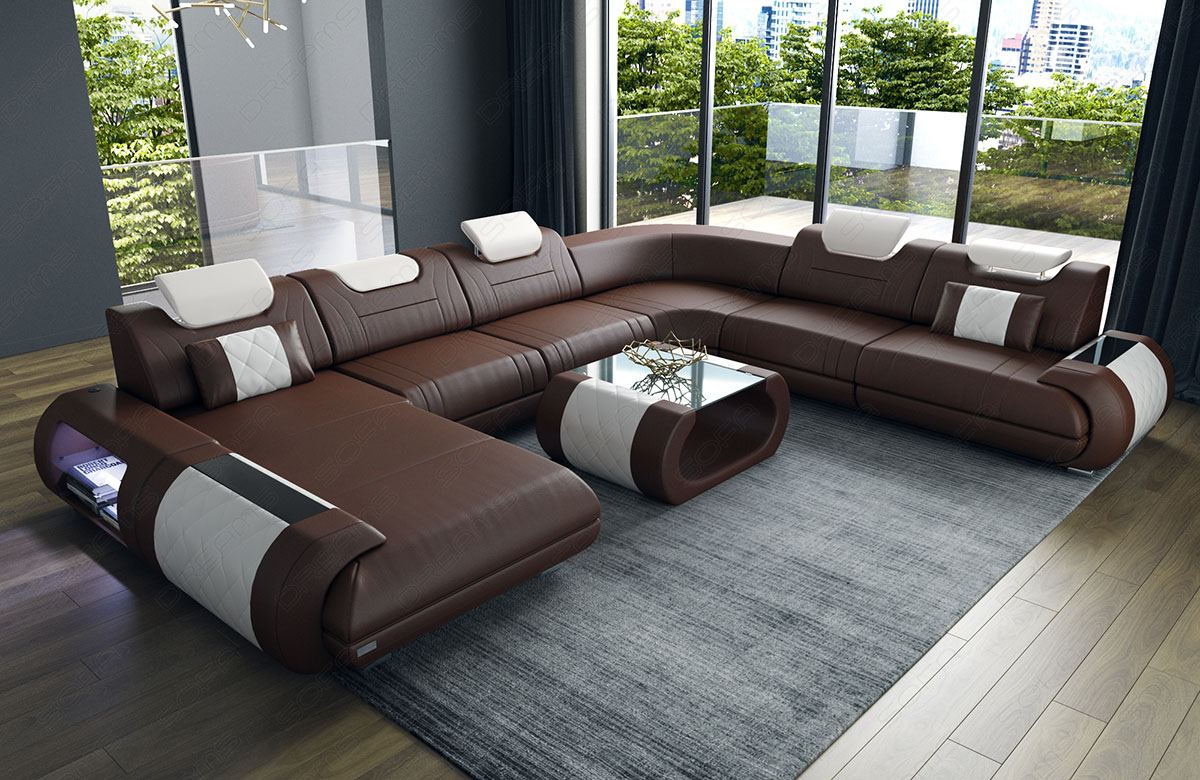 XXL living area Rimini – leather, modern and comfortable