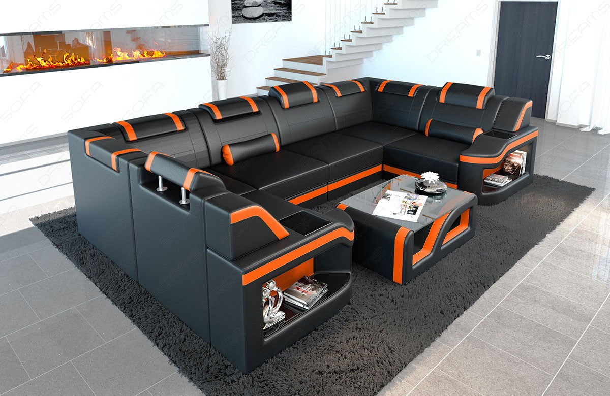 Leather living area Padua U – Elegant sofa