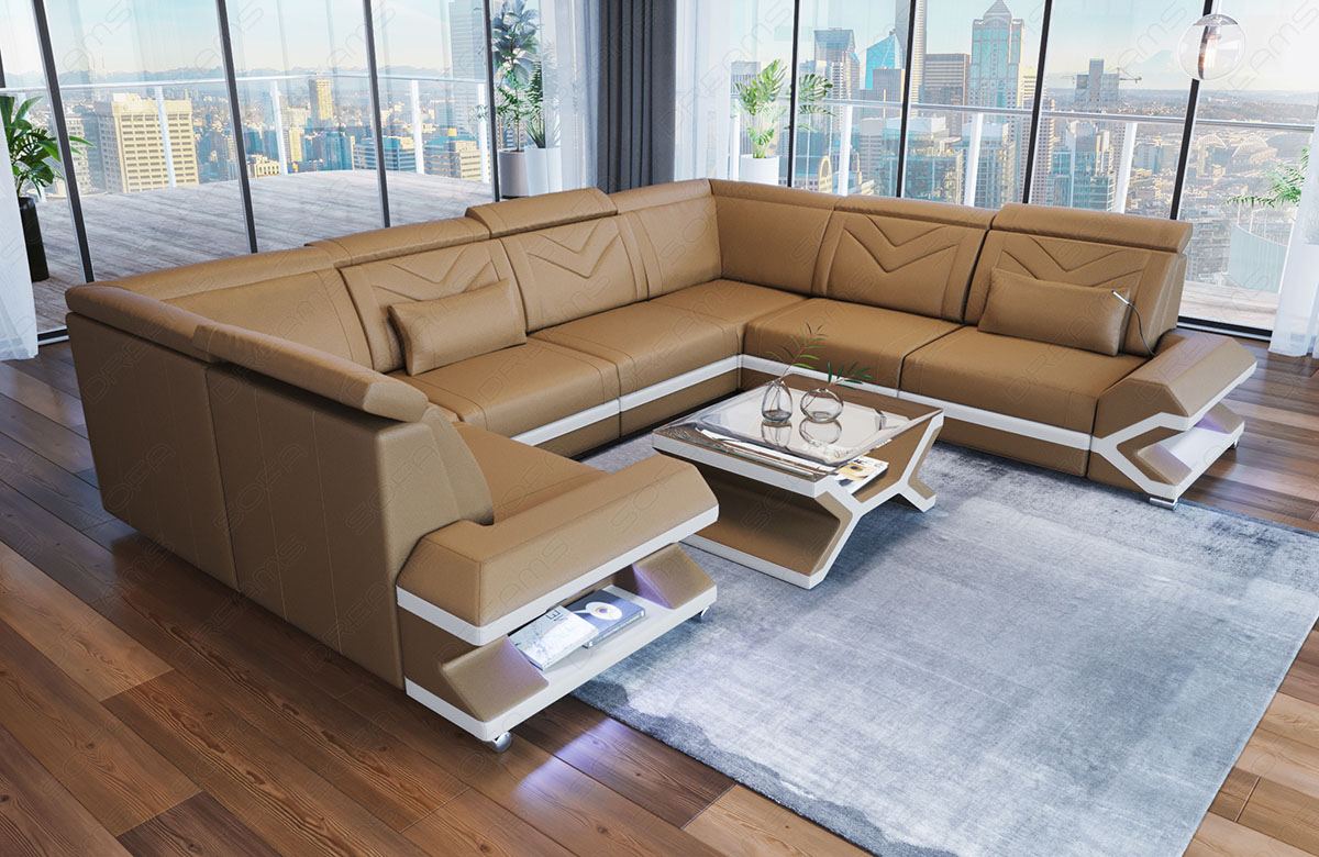 Leather Sofa Serano U Form Mini