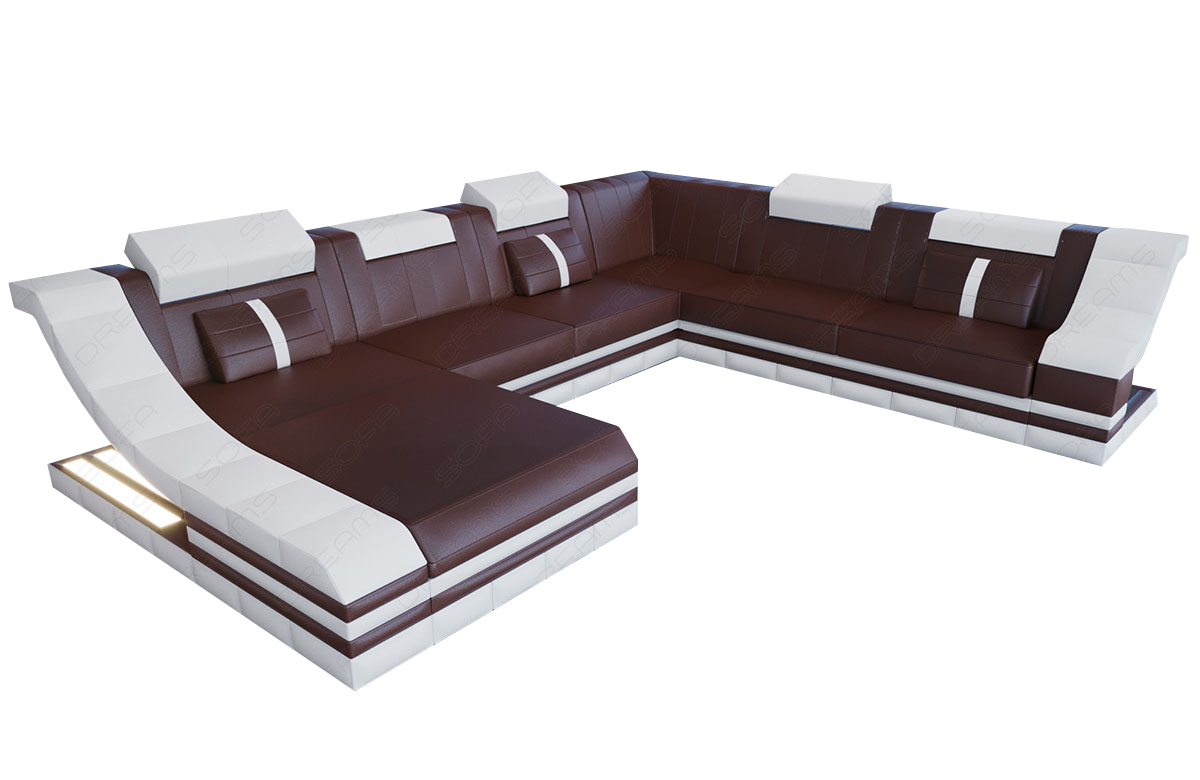 Sectional Temoni Leather Sofa With Usb