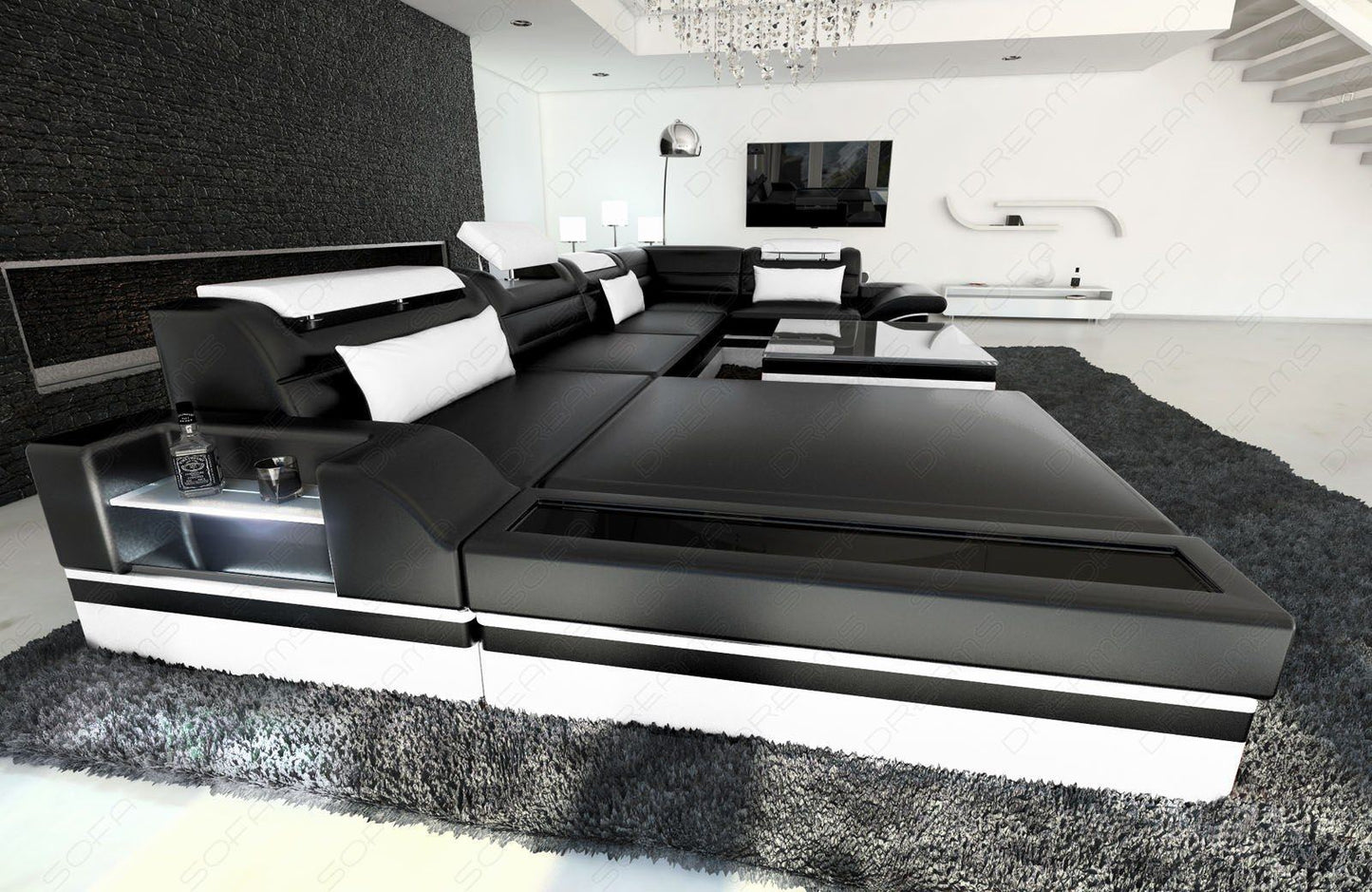 Leather Sectional Mezzo With Led