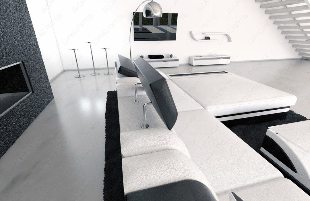 Designer Couch Parma als L Form mit multifunktionalen KopfstÃ¼tzen