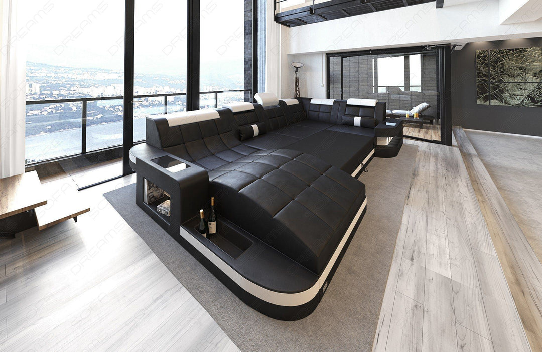 Die Ledersofa Wohnlandschaft Wave auch mit Bettfunktion bestellen und als Schlafsofa nutzen