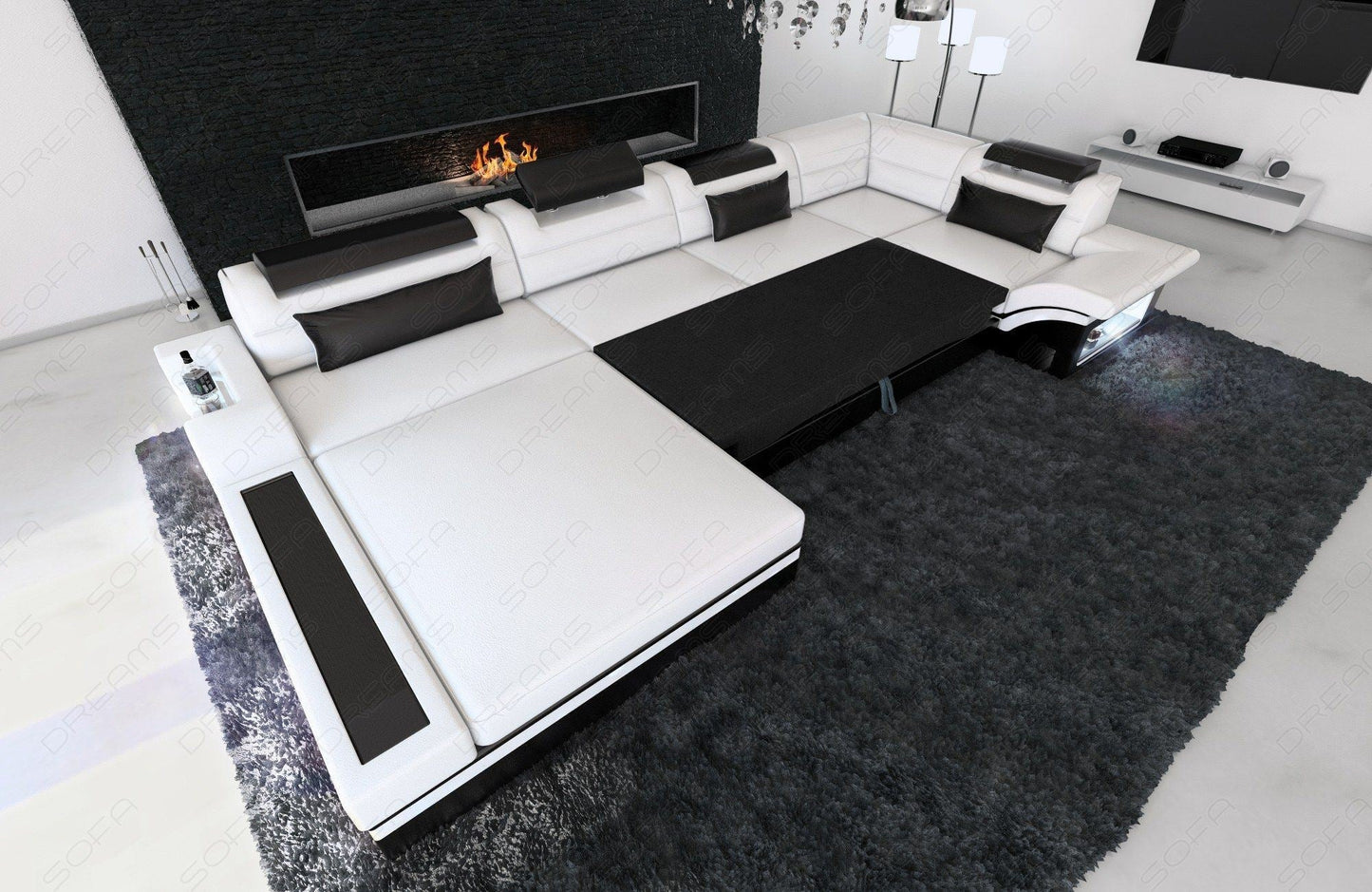 Leather Sectional Mezzo With Led
