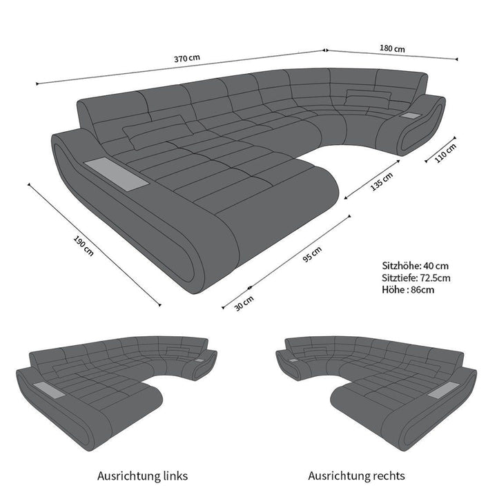 Abmessungen Sofa Concept U Form