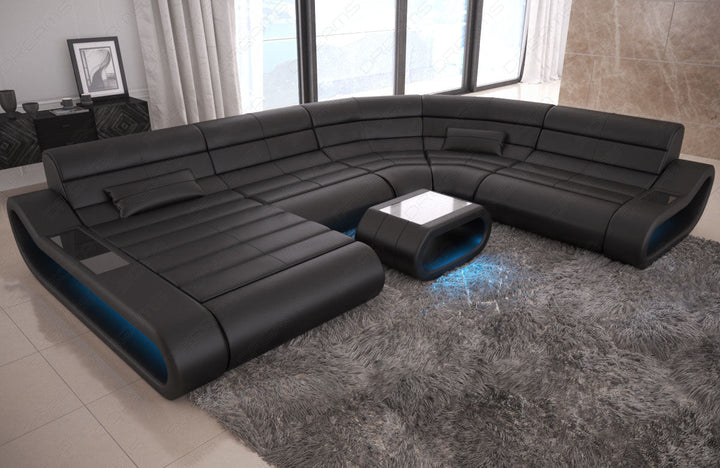 Couch Sofa modern Concept XXL mit extra grossen SitzflÃ¤chen Leder schwarz