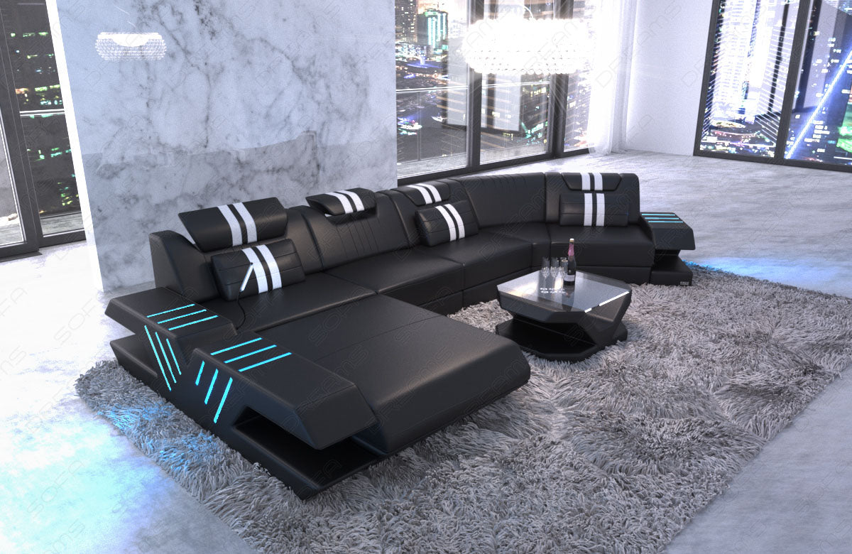 Leather Sofa Venezia In C Shape Led