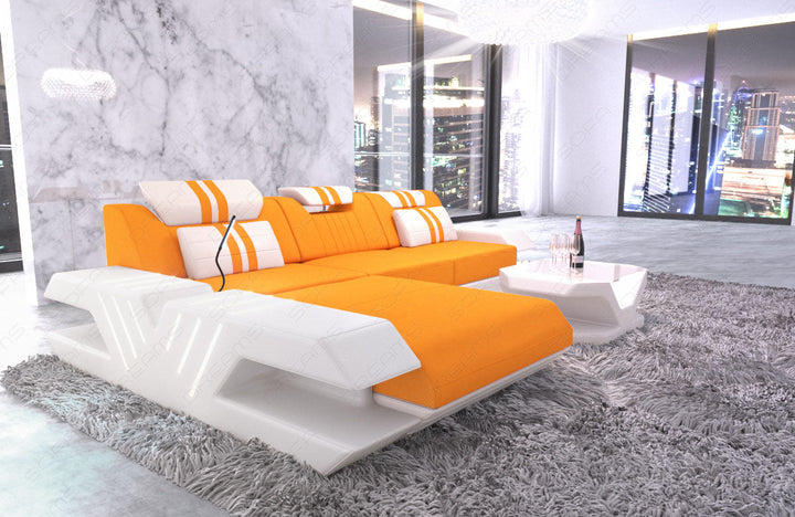 Polster Ecksofa Venedig L Form in apricot - Mineva16 Mikrofaser Stoff