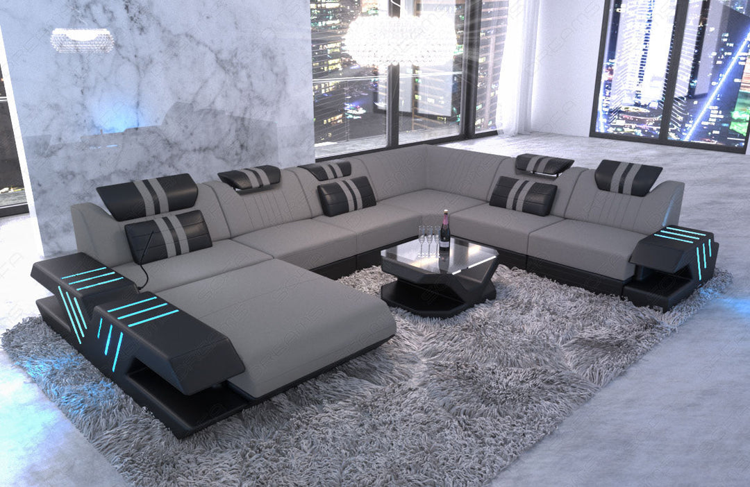 Design Polstersofa Venedig XXL in grau - Mineva15 Mikrofaser Stoff