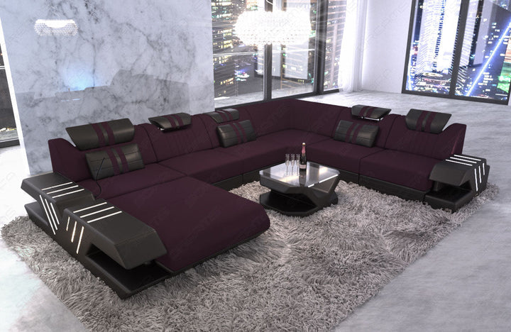 Luxus Wohnlandschaft Stoff Venedig XXL Mikrofaser Stoff in lila - Mineva13
