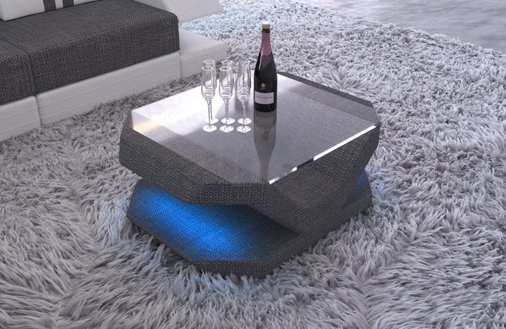 Wohnzimmertisch Venedig mit LED in grau - Hugo5 Strukturstoff