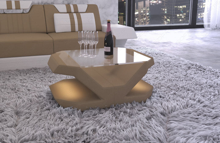 Stoff Couchtisch Venedig in cappuccino - Mineva6 Mikrofaser Stoff
