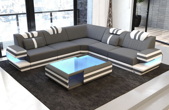 Luxus Polstersofa Ragusa L Form in grau - Mineva15 Mikrofaser Stoff