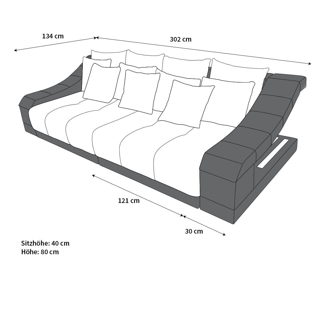 Big Sofa Temoni With Fabric Cover And Led