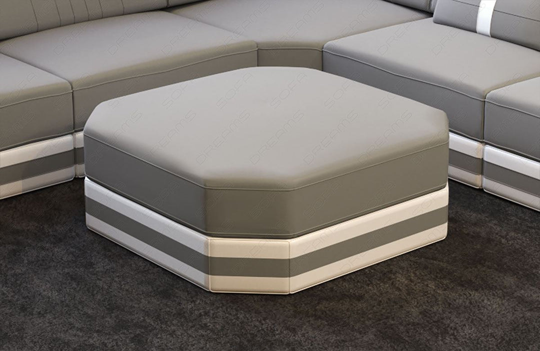 Design Polsterhocker Ragusa in Mikrofaserstoff Mineva12 - hellgrau
