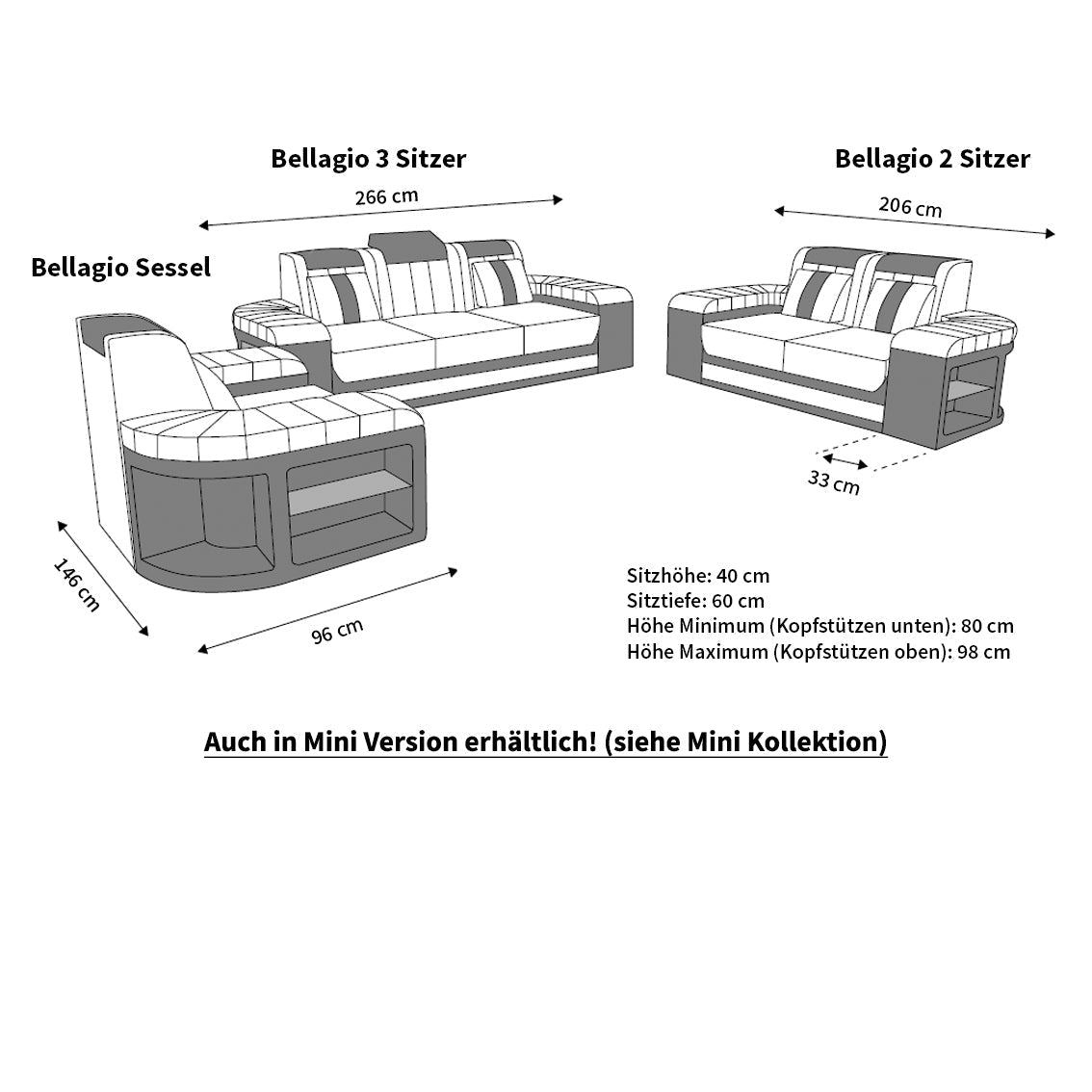 Sofa Set Baronka Fabric 3, 2, 1