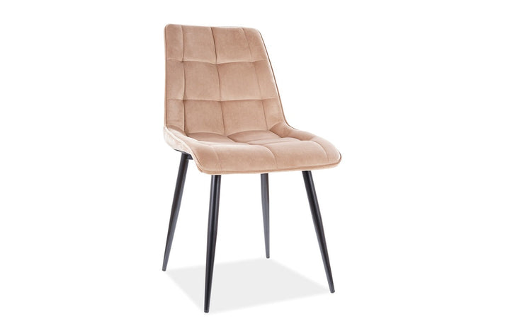 Design Esszimmerstuhl Chic mit Samtstoff Bezug in beige