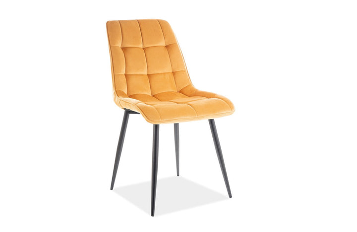 Design Esszimmerstuhl Chic mit Samtstoff Bezug in gelb