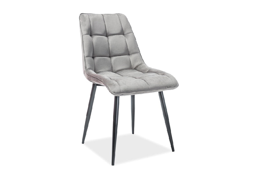 Design Esszimmerstuhl Chic mit Samtstoff Bezug in grau